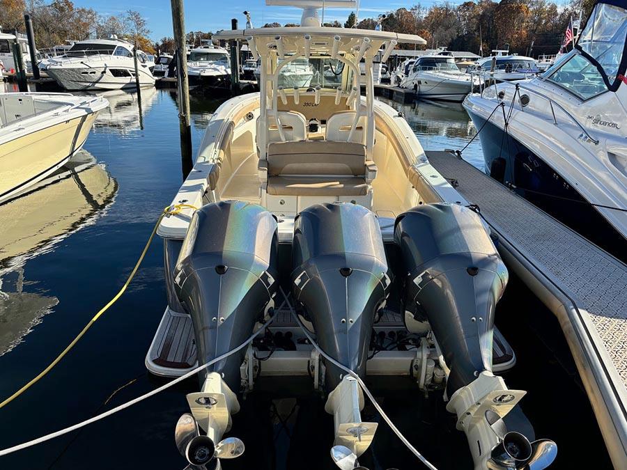 Stern and triple Yamaha 300 outboards